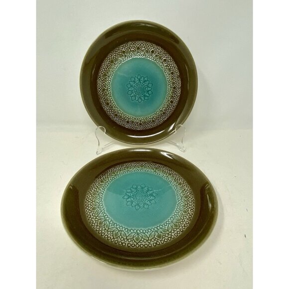 Vintage Syracuse China Carefree Calypso Trinidad Set Of 2 Dessert Salad Plates - Picture 1 of 7